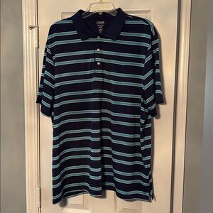 Chaps Short Sleeve Blue with Green Stripes Polo Shirt
